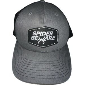 Spider Beware Patch Hat Cap Adjustable SnapBack Mesh One Size Fits All Gray
